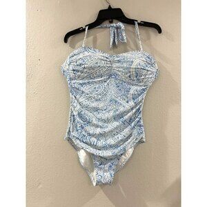 J McLAUGHLIN Swimming suit Blue watercolor Paisley Koa One-Piece size 8